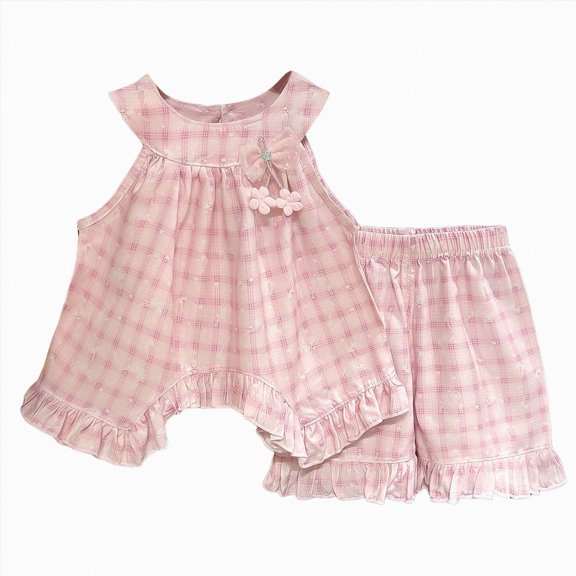Toddler Girl Clothes Little Kids Summer Outfits Short Sleeve T-Shirt Top Shorts Set 2PCS Girl's Clothing 6-12 Months 12-24 Months 2t 3t 4t 5t 6t 7t 8t 9t Children 18-24 Months