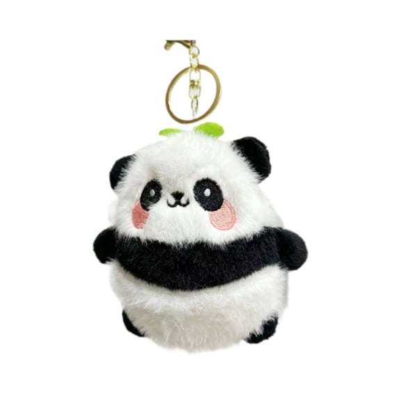 Adorable Plush Panda Keychain with Leaf Accent, Soft Stuffed Animal Bag Charm, Cute Fluffy Panda Key Holder for Kids, Girls, Boys, Backpack, Purse, Car Decoration, Gift Idea for Panda Lovers