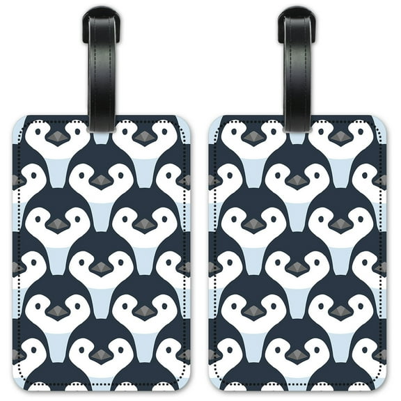 Seamless Penguins - Luggage ID Tags / Suitcase Identification Cards - Set of 2