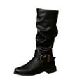 thumbnail image 3 of Wovix Women's Knee High Low Hidden Wedge Boots Suede Lining Side Zipper Knee High Buckle Boots Trendy Daily Party Wear Shoes Black 36, 3 of 6