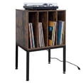 thumbnail image 1 of Costway Record Player Stand with Power Outlets,Turntable Station with Divider Holds150 Records Rustic Brown, 1 of 10