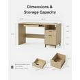 thumbnail image 2 of EYYTHUNG Fluted Executive Desk, 55" Modern Wood Home Office Desk with Charging Station, File Drawer, Open Storage, Computer Writing Desk, Light Oak, 2 of 7