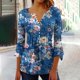 thumbnail image 3 of Camisetas de Cuello en V Mujeres, Impreso 3/4 Manga Blusa Casual Hecha de Cómodo Estante de Imitación para Toda la Temporada de Uso Diario, Camisetas Casuales de Mujer, 3 of 5