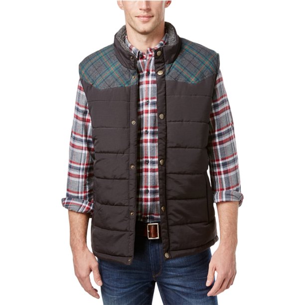 Chaleco acolchado vintage para hombre resistente a la intemperie, negro, grande 2X