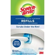 Scotch-Brite Disposable Toilet Scrubber Refills with Built-In Cleaner, Scrubs Under the Rim, Removes Rust & Hard Water Stains, 10 Refills