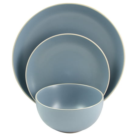 - Gibson Home Rockaway 12 Pece Dinnerware in Matte Blue Set