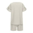 thumbnail image 3 of Girls' Ruffle Crewneck Short Sleeve Top and Elastic Waist Shorts Clothing Set Summer Lightweight Casual Two Piece Outfits (4-5 Years), 3 of 7