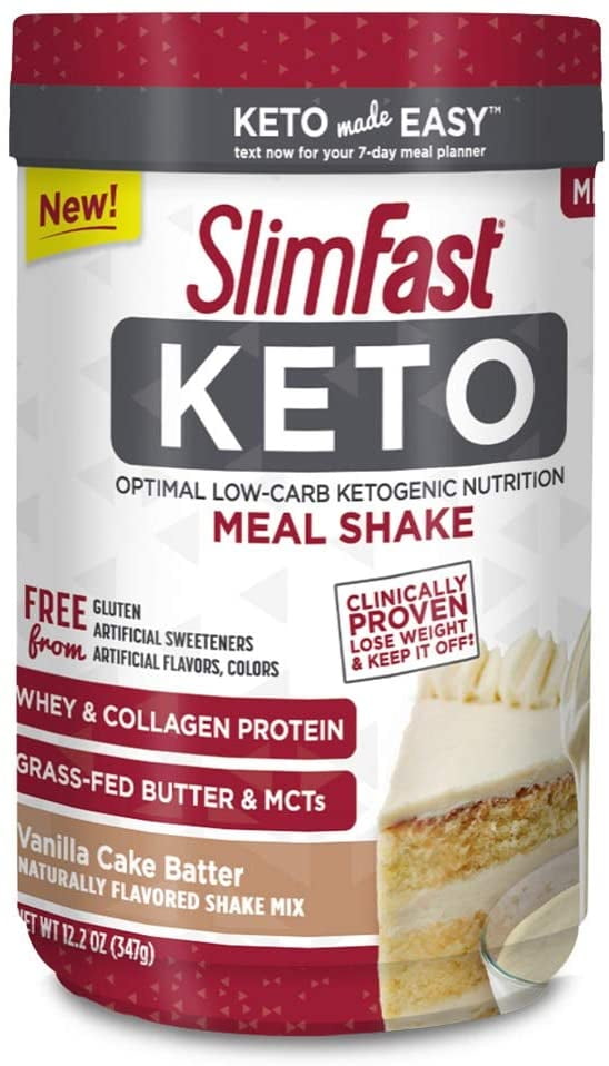 SlimFast Keto Meal Replacement Shake Powder, Vanilla Cake