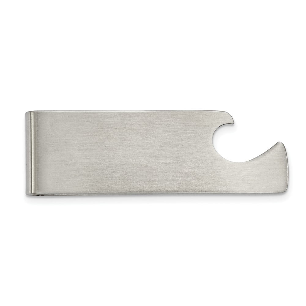 Stainless Steel Brushed Bottle Opener Money Clip 20.9mm x 65.7mm