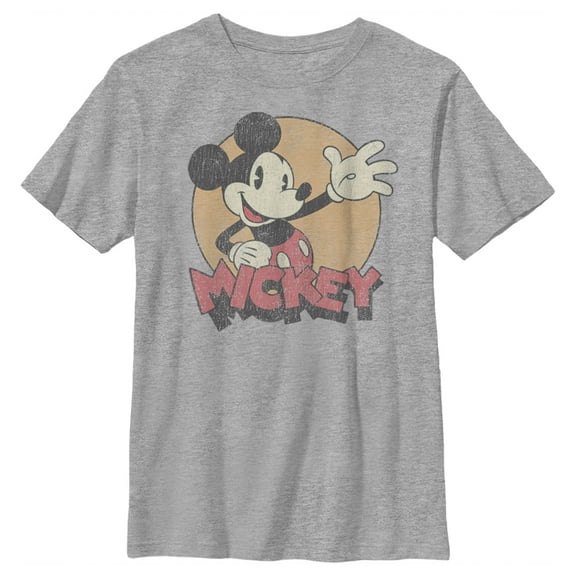 Boy's Mickey & Friends Retro Mickey Mouse  Graphic Tee Athletic Heather X Large