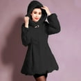 thumbnail image 6 of UTSJKR Women's Faux Fur Hooded Coat Hooded Winter Warm Jacket Elegant Solid Long Sleeve Plush Outerwear Fluffy Overcoat Black XXXL, 6 of 6