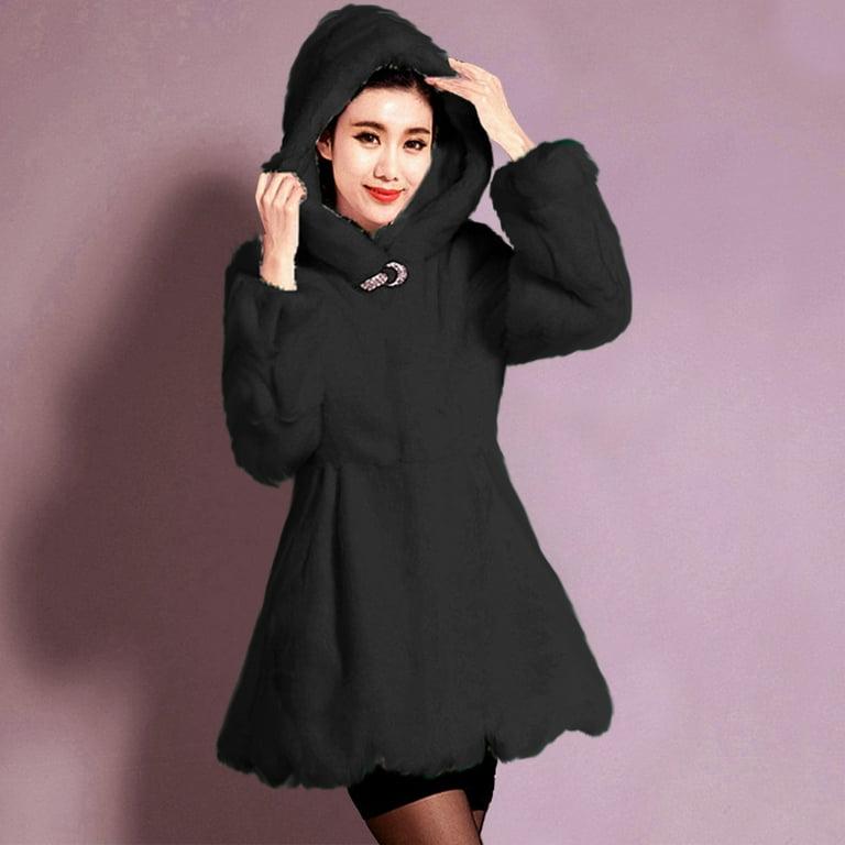 UTSJKR Women's Faux Fur Hooded Coat Hooded Winter Warm UTSJKR Women's Faux Fur Hooded Coat Hooded Winter Warm