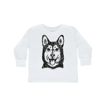 

Inktastic Siberian Husky Sketch Portrait Gift Toddler Boy or Toddler Girl Long Sleeve T-Shirt