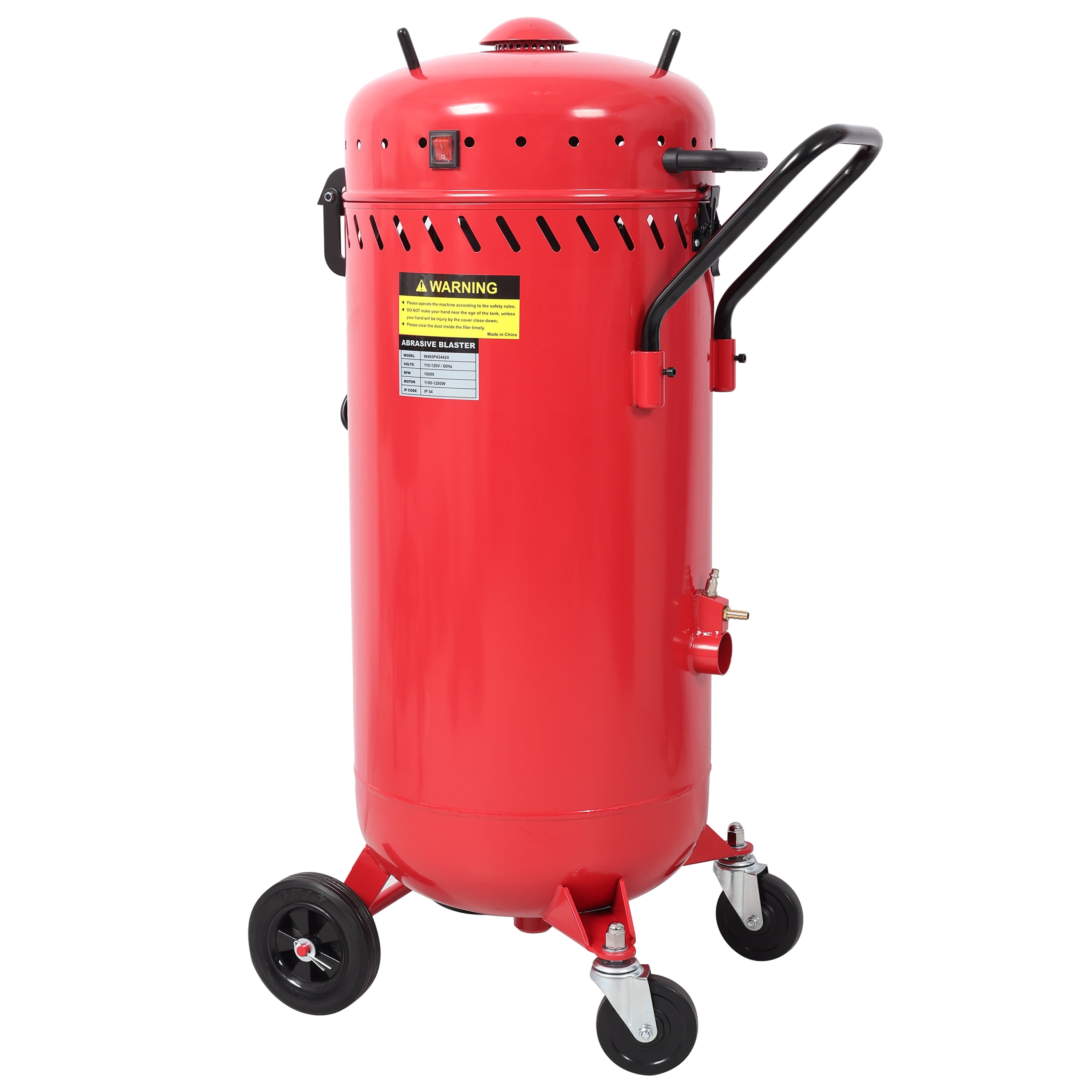 Vacuum Sandblaster with Dust Collection, 1200W Turbine, Dual Sealed Lids, Heavy-Duty Casters