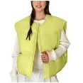 thumbnail image 6 of Xdegoge Women Vest Round Neck Zip Up Fluffy Oversized Cute Puffer Vest Casual Outdoor Winter Fashion Sleeveless Quilted Jacket with Pocket Plain Y2K Outfits 2025, 6 of 9