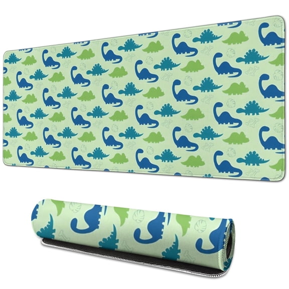 Long Mouse Pads for Desk,Colorful Dinosaurs Leaves Pattern Desk Mats on Top Of Desks, Desk Mouse Pad Extra Large with 3mm Non-Slip Base and Stitched Edge for Gaming,Office,Work,Home 31.5"x11.8"