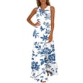 thumbnail image 2 of Nuoqisi Womens Summer Maxi Dress 2026 Casual V Neck Floral Sleeveless Sun Dress Trendy Beach Vacation Long Flowy Dresses, 2 of 8