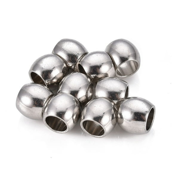 Resistant 201 Stainless Steel European Beads Large Hole Beads Barrel Stainless Steel color 10x8mm Hole: 6mm