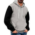 thumbnail image 2 of ZHOUCHANKIDS Men's Casual Pullover Hoodie with Drawstring and Kangaroo Pocket Colorblocking Casual Sport Hiking Winter Oversized Hoodie Sweatshirt Outwear Light Gray, 2 of 3
