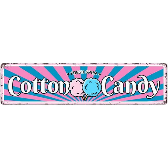 Cotton Candy Metal Tin Sign Vintage Art Poster Plaque Snack Bar Pub Cafe Kitchen Home Wall Decor Novelty Gift 16" x 4"