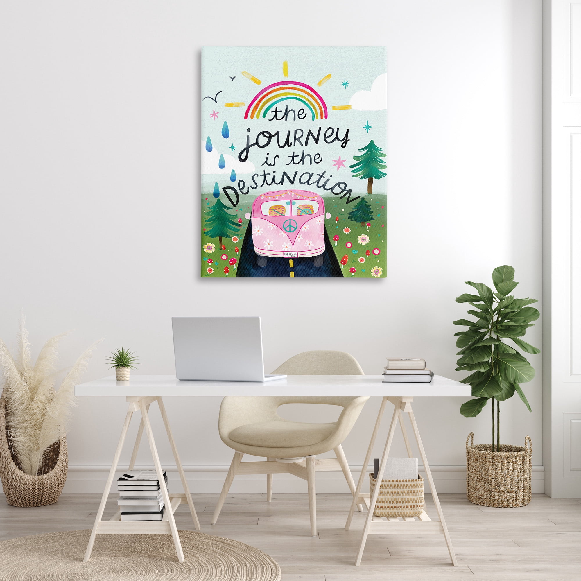 Stupell Industries Journey Is The Destination Landscape Painting Gallery Wrapped Canvas Art Print Wall Art, 36 x 48