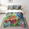 thumbnail image 2 of Floral Hummingbird Comforter Set Full,Rustic Farmhouse Flowers Bedding Set 7 Piece Bed In A Bag,Country Garden Style Irises Bed Set With Comforter,Sheets Pillow Case And Covers, 2 of 5