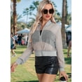 thumbnail image 5 of Nlife Women Sheer Mesh Sparkly Jacket Full-Zip See Through Bomber Glitter Shiny Long Sleeve Outwear, 5 of 8