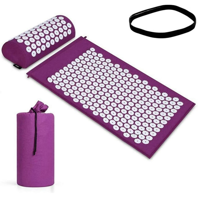 Juego de colchoneta y almohada de acupresión / Colchoneta de acupuntura Colchoneta de yoga con pinchos para masaje Bienestar Relajación y tensión Relajación de los músculos Relajación después del deporte Recuperación con bolsa de transporte Ormromra MZQ-0083