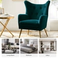 thumbnail image 6 of Velvet Armchair Wingback Home Lounge Single Sofa Upholstered Tufted Accent Chair Golden Leg Living Room Adult Teal, 6 of 8