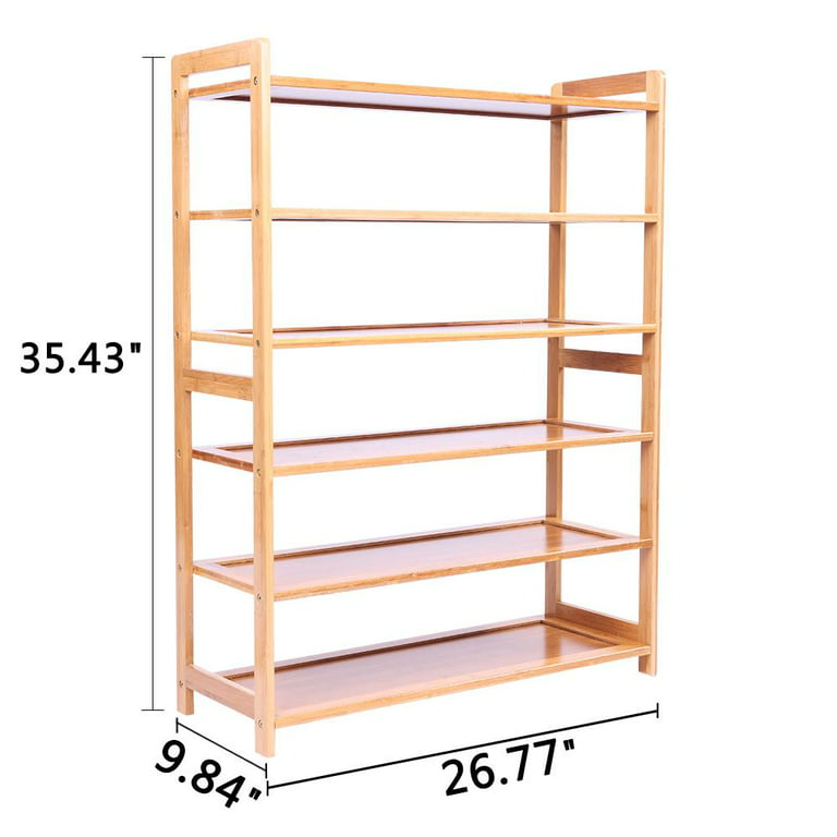 WTZ Shoe Rack Storage Organizer, 6 Tier Large Shoes Rack for Entryway  Closet, Free Standing Shoes Shelf Stand, Sturdy Big Black Bamboo Wood Space