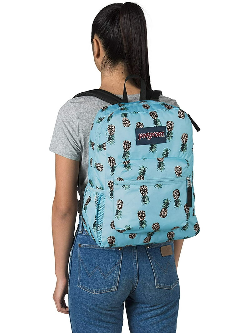 JanSport Unisex Cross Town Backpack, Blue Pineapple Print, 26L