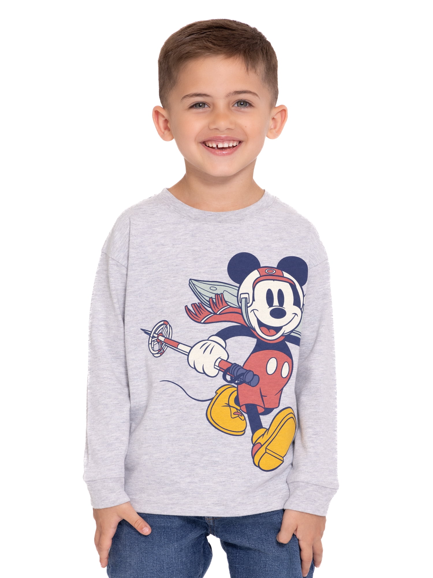 Mickey Mouse Toddler Boys Holiday Long Sleeve T-Shirt, Sizes 12M-5T