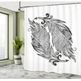 thumbnail image 4 of Ambesonne Vintage Tribal Shower Curtain, Zentangle Arrow Leaf, 69"Wx75"L, Charcoal Grey and White, 4 of 4