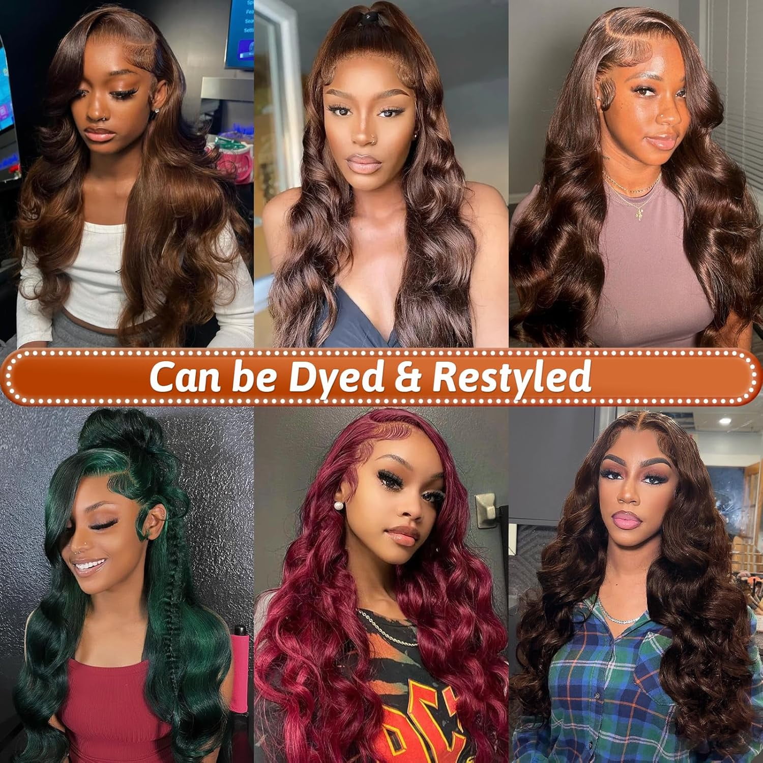13*6 Inch HD Lace Closure 100% Human Hair Wig Body Wave Lace Front Wig 34" #4 Chocolate Brown Hair Heat Resistant Bleachable