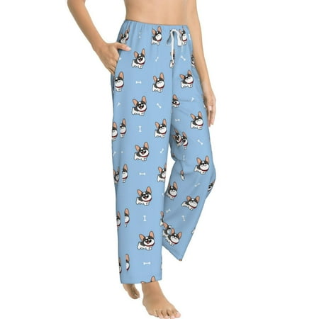 

Picia French Bulldog2 Womens Soft Woven Cotton Elastic Waistband Sleep Pajama Pant Lounge Sleep Pant With Pockets And Drawstring-XX-Large