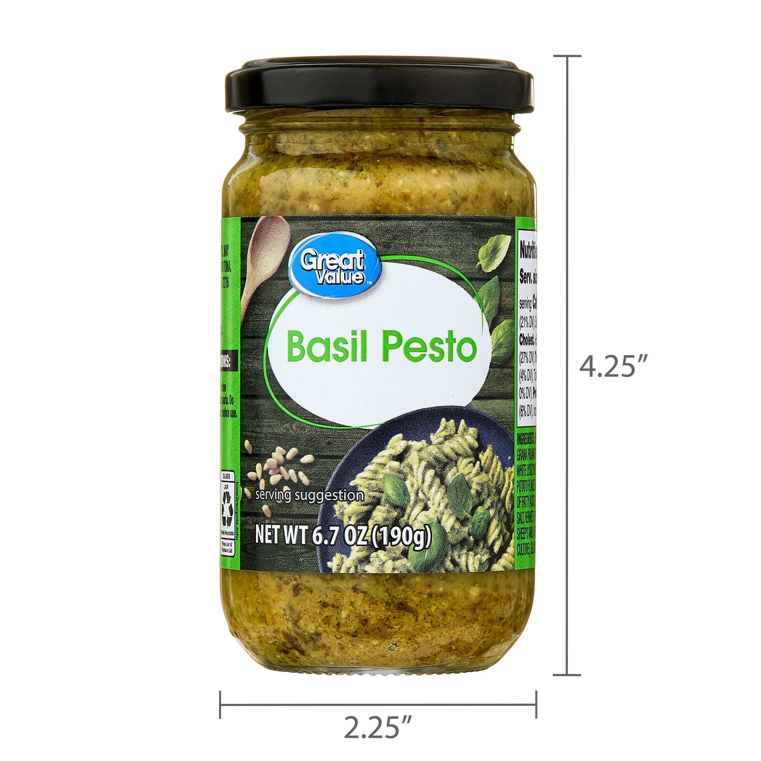 Great Value Traditional Basil Pesto, 6.7 oz (3 Servings)