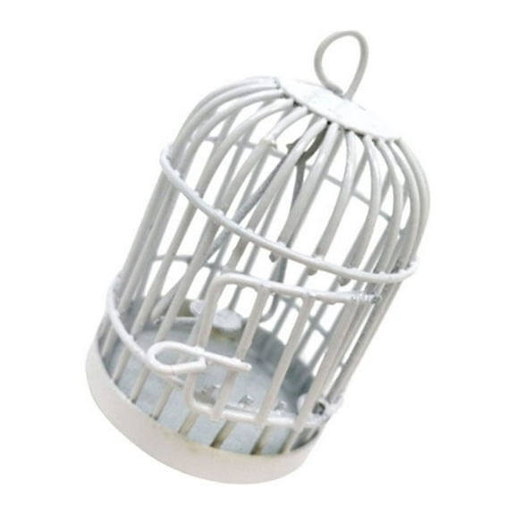 Raindrops Mini Bird Cage Toy Model Kits Bird Cage Decoration 4.3*2.9*2.9cm White