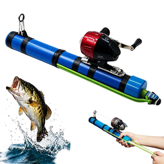 Slingcaster Fishing Pole,Slingshot Fishing Reel,Adjustable Latex Tuberocket Launcher for Freshwater/Saltwater Fishing Gear