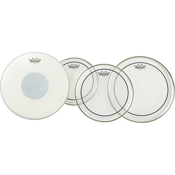 Remo Clear Pinstripe Pro Pack With Free 14" Controlled Sound X Snare Head 10, 12, 14, In.