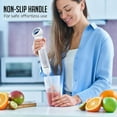 thumbnail image 5 of OVENTE Cordless Immersion Hand Blender, 300W Rechargeable Handheld Portable Stick Mixer with Speed Pulse Activating Sensor and Stainless Steel Blades for Smoothies, Shakes or Baby Food, White HR995W, 5 of 5