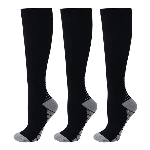 Sports Compression Calf Socks 3 Pairs, Men Women Polyester Athletic Socks for Running Gym Workout