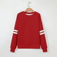 thumbnail image 3 of Scyoekwg Fall Sweatshirts for Women Fashion Long Sleeve Crewneck Sweatshirt Varsity Striped Drop Shoulder Sleeve Loose Pullover (Red,XL), 3 of 5