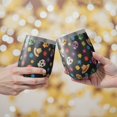 thumbnail image 2 of 12oz Stemless Wine Tumblers Black Colorful Skull Flower Hat Pattern Vacuum Insulated Stainless Steel Travel Tumbler Cups Mug with Lid and Straw for Champaign,Cocktail,Beer with Cleaning Brush, 2 of 5