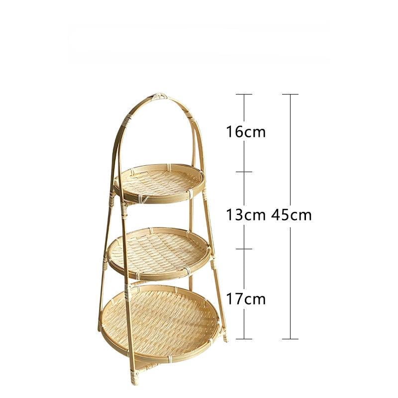 Handcrafted Bamboo Basket - Round & Square Food Storage for Tea Snacks, Fruit, Cake, Dried Fruit, Snacks, Pastries Multi-Layer Bamboo Storage Basket - Bamboo Products