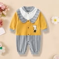 thumbnail image 6 of Atogsazn Baby Boys Girls Romper Clearance College Style Fall Gentleman Style Romper British Indoor And Outdoor Jumpsuit 0-3 Months Yellow, 6 of 7