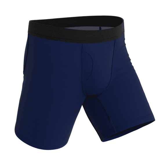 The Big Blue - Shinesty Navy Long Leg Ball Hammock Pouch Underwear With Fly Medium