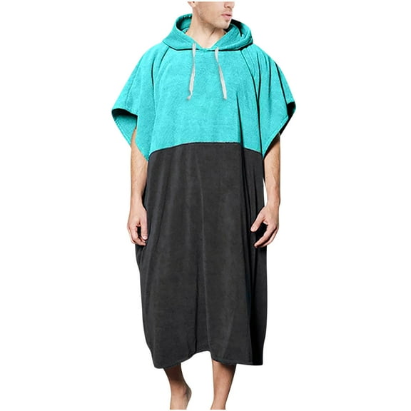 Virmaxy Womens Cover Ups Wraps And Men Colorful Terry Bathrobe Beach Surfing Swimming Thickened Warm Beach Hooded Cloak Black One Size