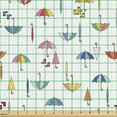 thumbnail image 2 of Umbrella Sofa Upholstery Fabric by the Yard, Modern Colorful Polka Dots Ornamented Little Parasol Drawings, Decorative Fabric for DIY and Home Accents, White and Multicolor by Ambesonne, 2 of 5