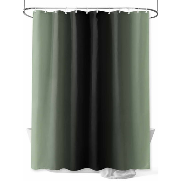 Sage Green Shower Curtain, and Black Gradient Waterproof Shower Curtain Set with 12 Hooks Lightweight Washable Fabric Shower Curtains for Bathroom 72x72 Inches