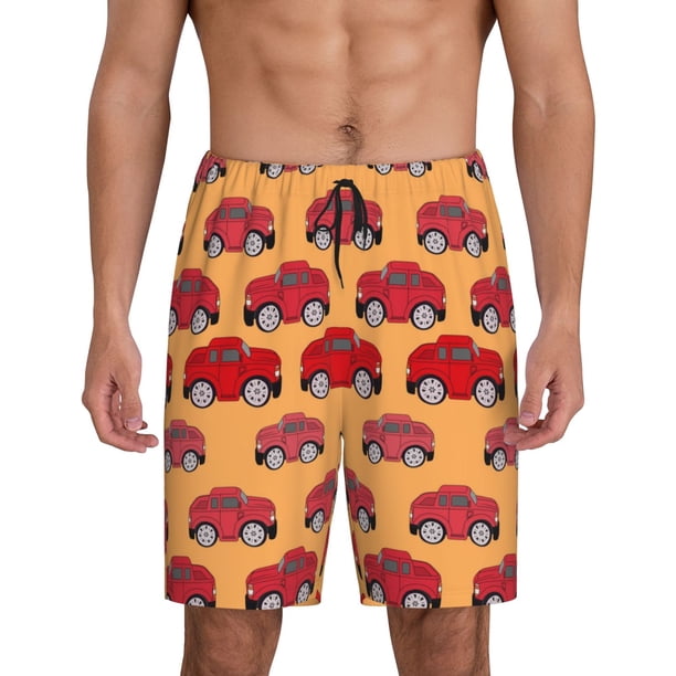 Fotbe Red Cars Pantalones Cortos de Pijama para Hombre, Ropa de Dormir, Pantalones de Pijama Cortos para Hombre-X-Large